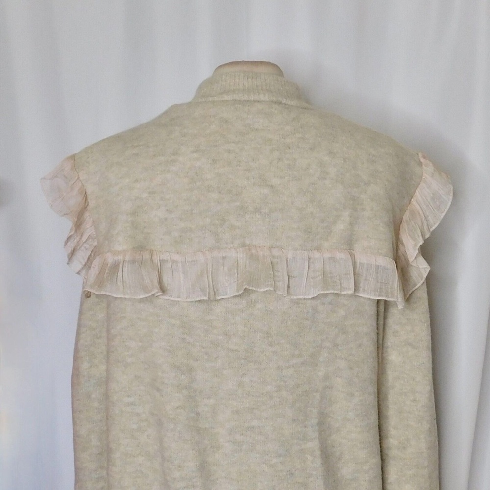 ZARA Organza Ruffle Knit Combination Sweater Ruffled Romantic Wool Medium - Picture 11 of 15